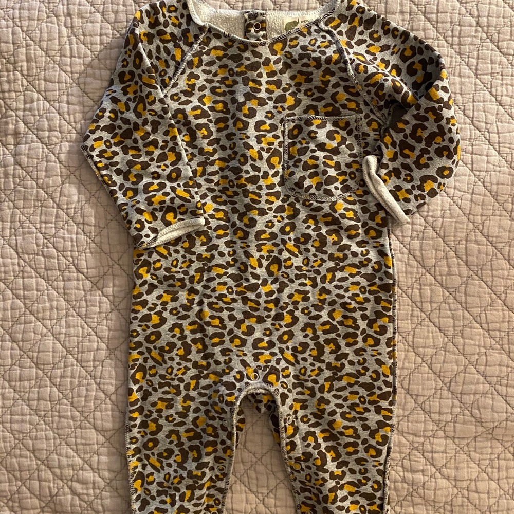 Monica + Andy Babygirl Leopard Sweatshirt Romper